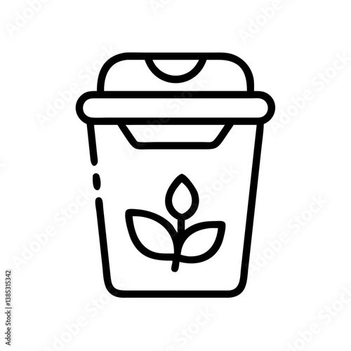 Compost bin with a leaf symbol representing eco-friendly waste management and sustainable living