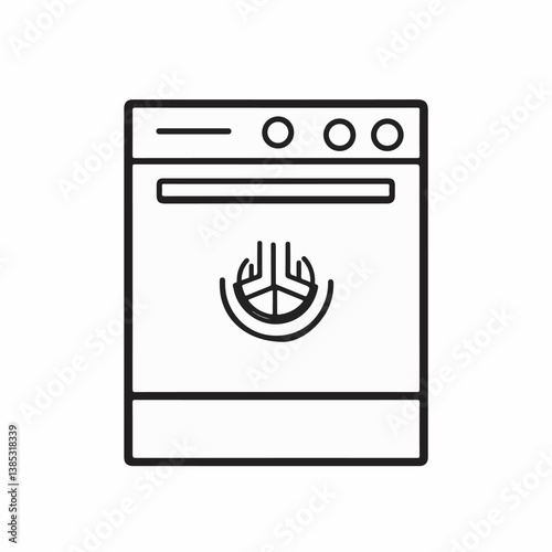 Oven outline bakes food indoors appliance sketch kitchen cooking vector
