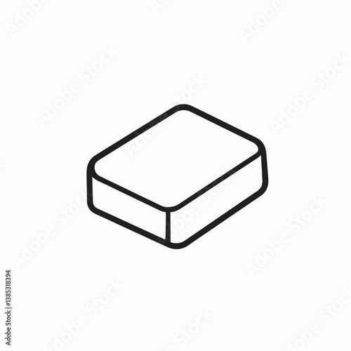 Outline block shape drawing displays geometric perspective simplicity