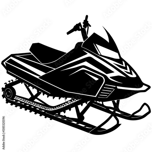 A vector silhouette of a snowmobile 