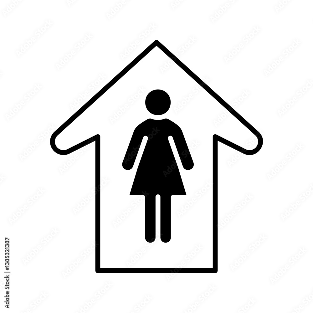 Upward arrow with a woman’s silhouette in the center Upward arrow with a woman’s silhouette in the center