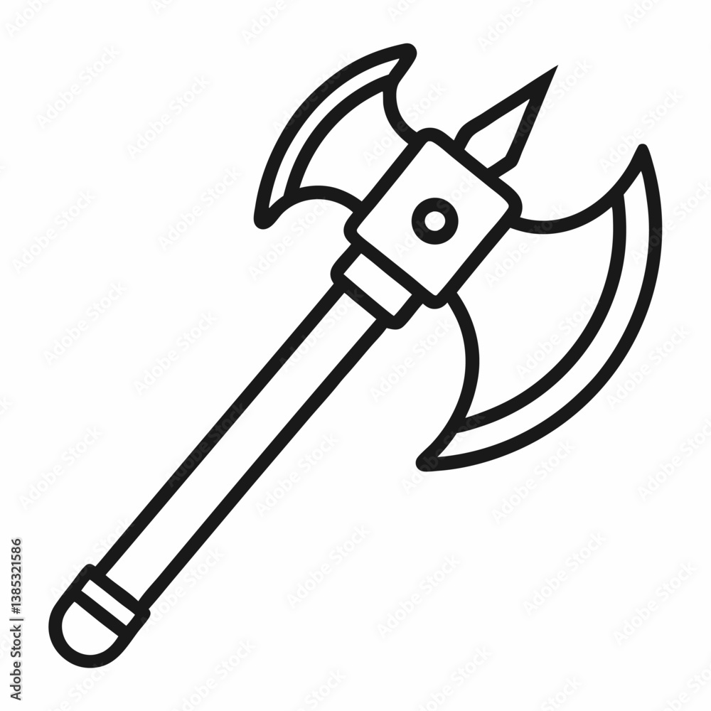 Axe outline icon on white background 