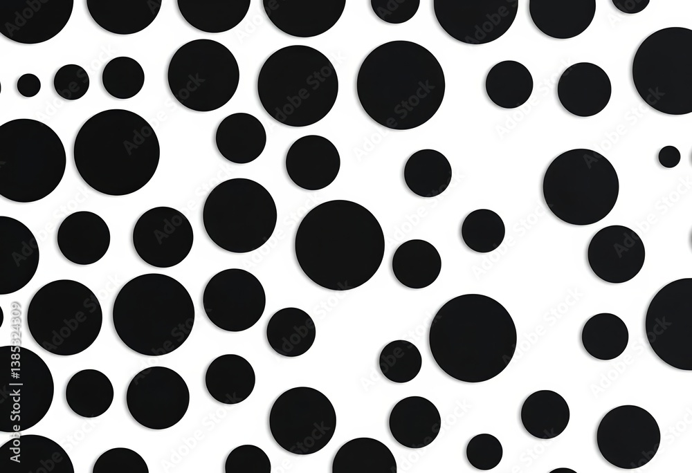 Minimalist black circle seamless pattern on white background, minimalist, wallpaper