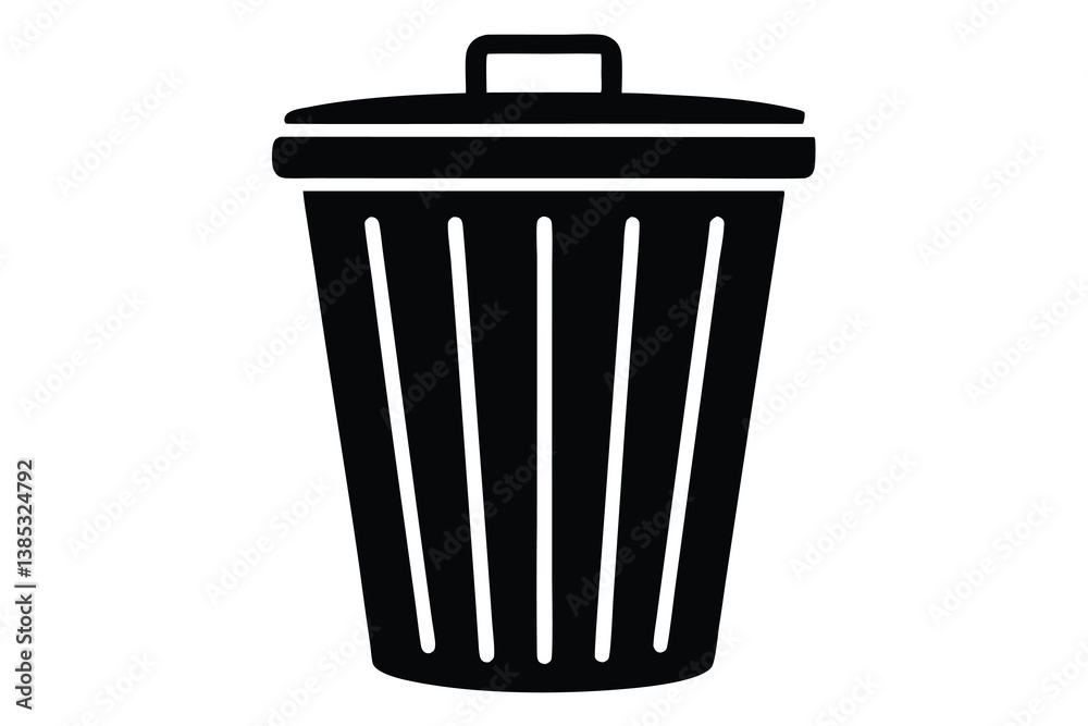 Garbage container icon, simple and unobtrusive Trash Bin dust bin vector silhouette illustration isolated in white background. Garbage container icon, simple and unobtrusive Trash Bin dust bin vector silhouette illustration isolated in white background.