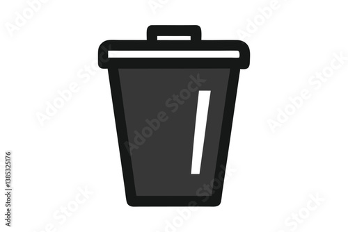 Garbage container icon, simple and unobtrusive Trash Bin dust bin vector silhouette illustration isolated in white background.