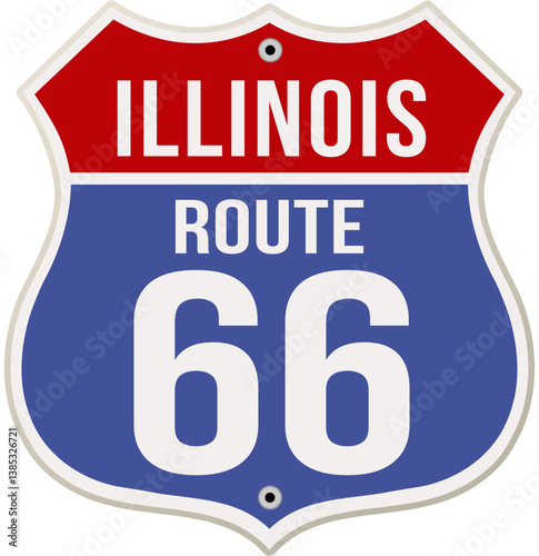 Illinois Route 66 road sign vector illustration