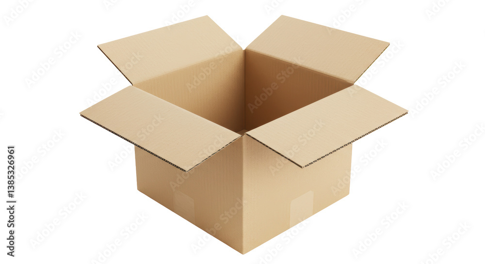 Isolated Open Cardboard Box for Packaging Isolated Open Cardboard Box for Packaging