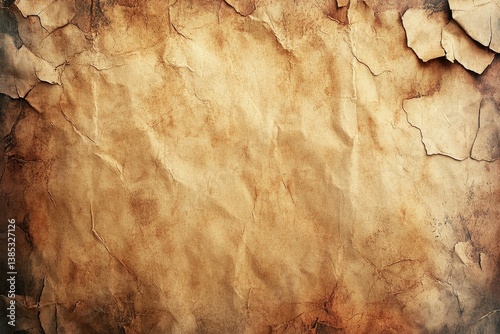 Brown kraft paper crumpled vintage texture background for letter. Abstract parchment old retro page grunge blank, Generative AI