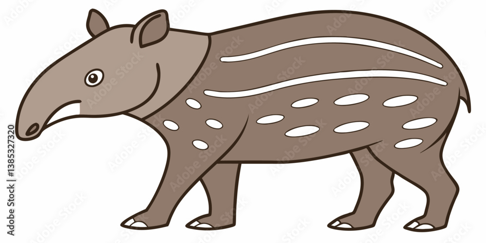 Fototapeta premium Vector Illustration of a Cute Tapir: Wildlife, Animal Vector Art for Kids