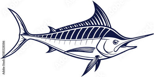 Elegant Vector Illustration of a Swordfish for Marine Life and Fishing Themes