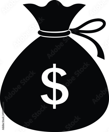 Money Bag Silhouette Vector & Finance Icon, Bag Design