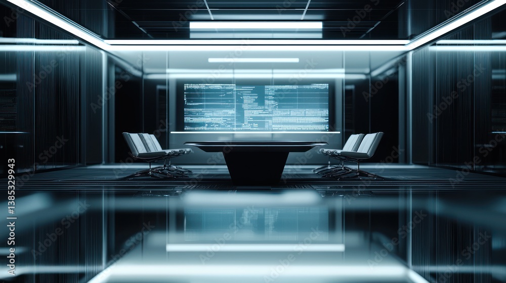 Fototapeta premium Futuristic Conference Room: A Modern Tech Center