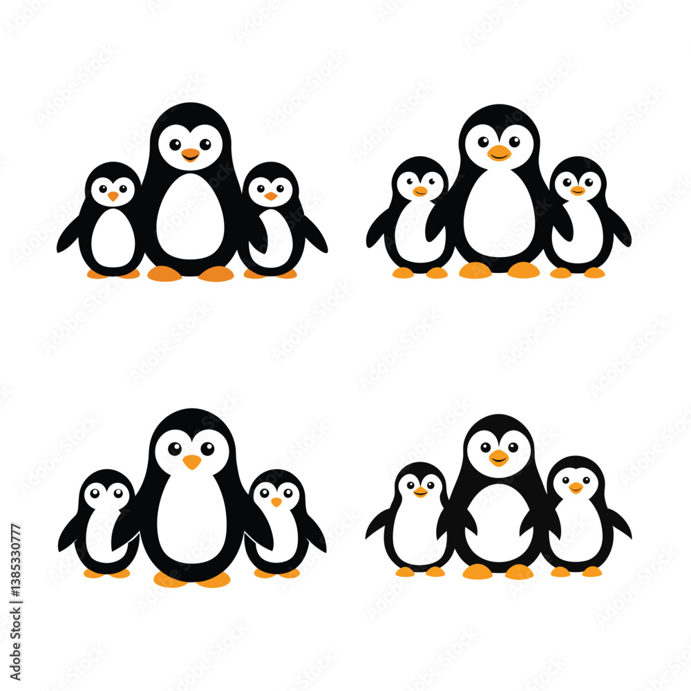 Fototapeta premium set of funny penguins