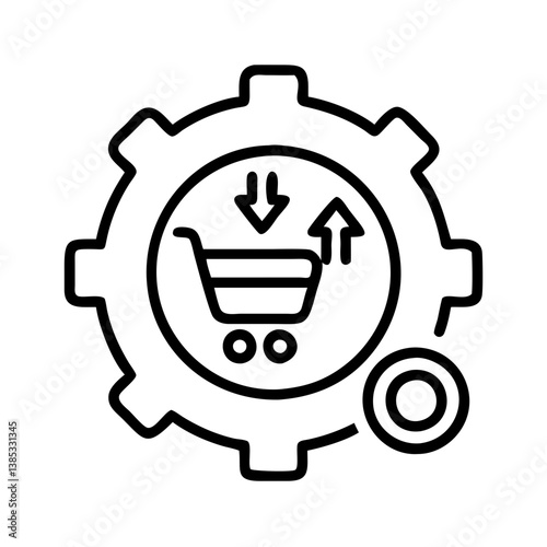 E commerce settings gear icon for online store management and shopping cart configuration process setup