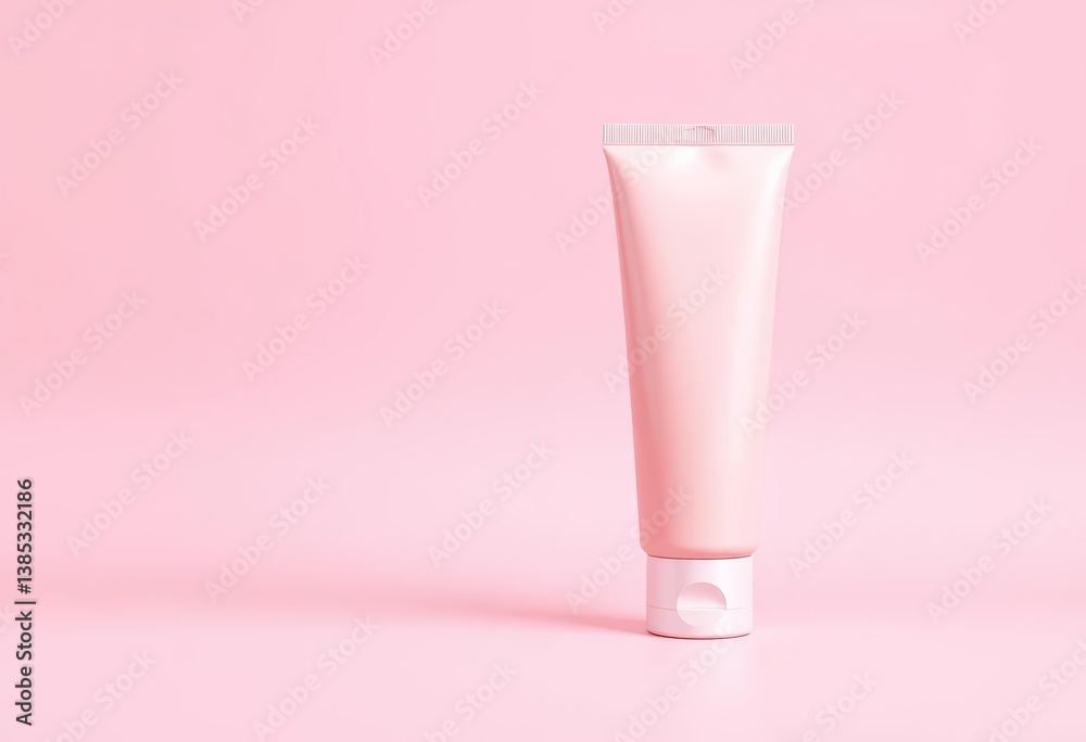 Pastel pink background, mock-up of a cosmetic tube Clipping path included, packaging, cosmetic tube mockup Pastel pink background, mock-up of a cosmetic tube Clipping path included, packaging, cosmetic tube mockup