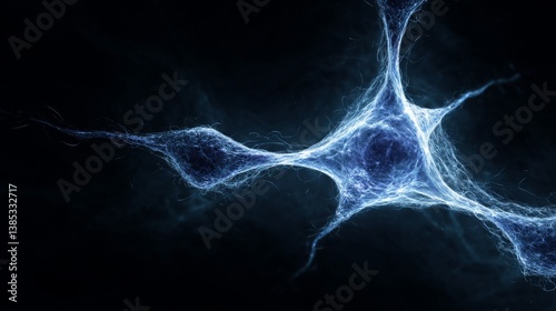 Abstract representation of neural connections illuminated in blue against a dark background