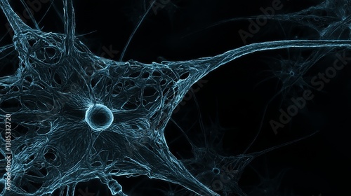 Detailed view of interconnected neurons showcasing the complexity of the nervous system in a dark environment