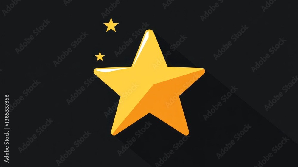 Golden star icon on dark background Golden star icon on dark background