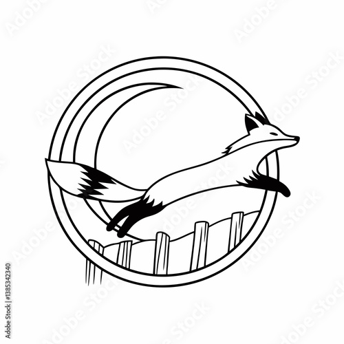 Vector isolated black and white fox icon. Creative logo concept.