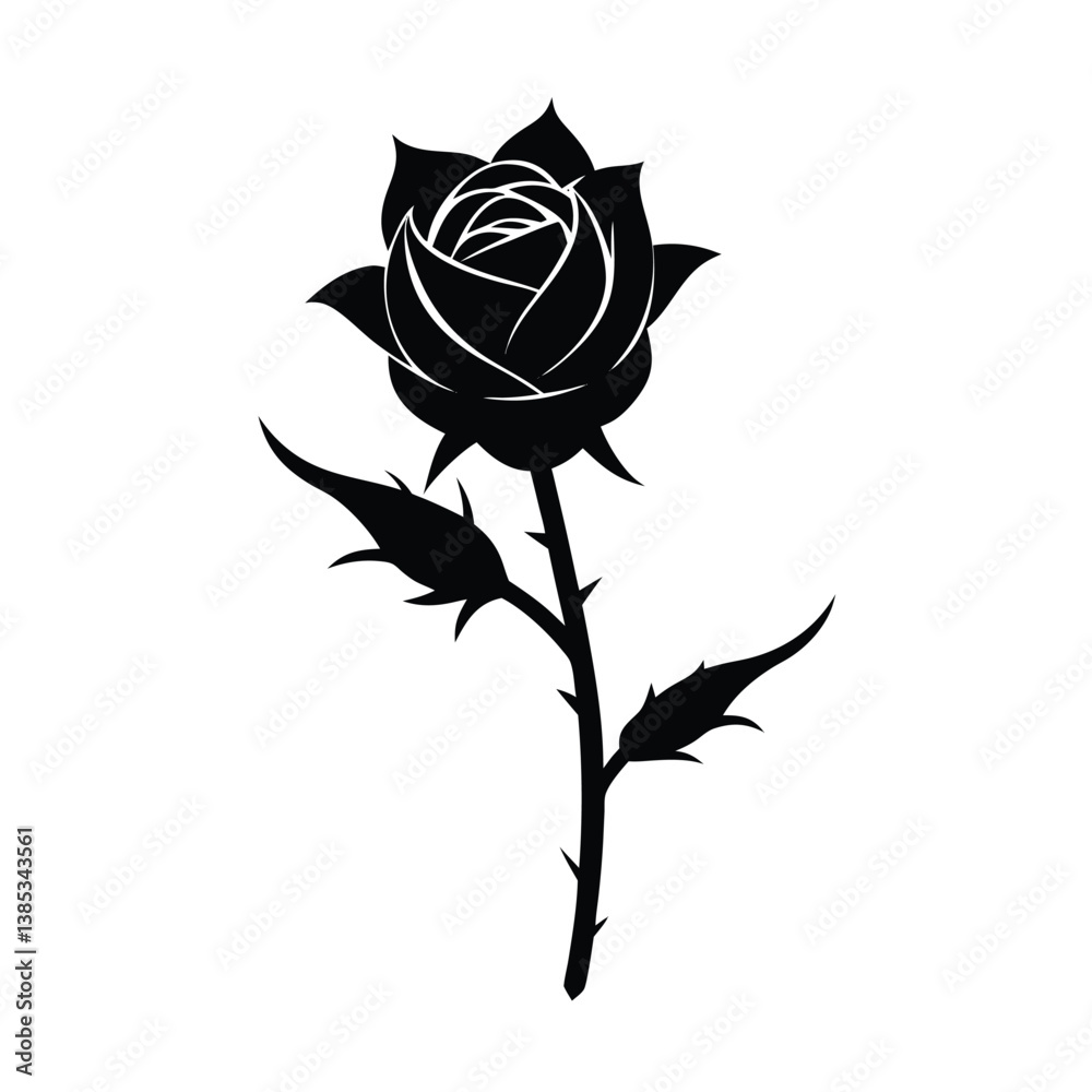 Obraz premium black rose vector illustration