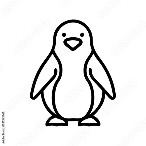 Cute penguin outline vector drawing for kids coloring page antarctic bird illustration animal graphic design