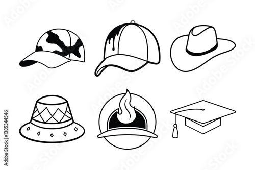 vector illustration of baseball caps