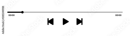 Music or video play bar icon Audio player for songs or podcast playlist. Play, buttons. editable stroke vector illustration