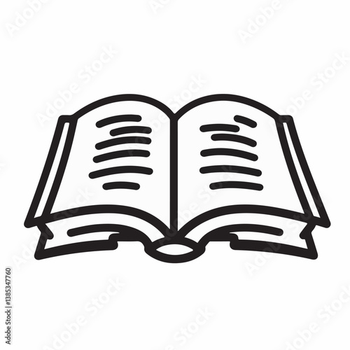 Open book displays text horizontally on white background illustration