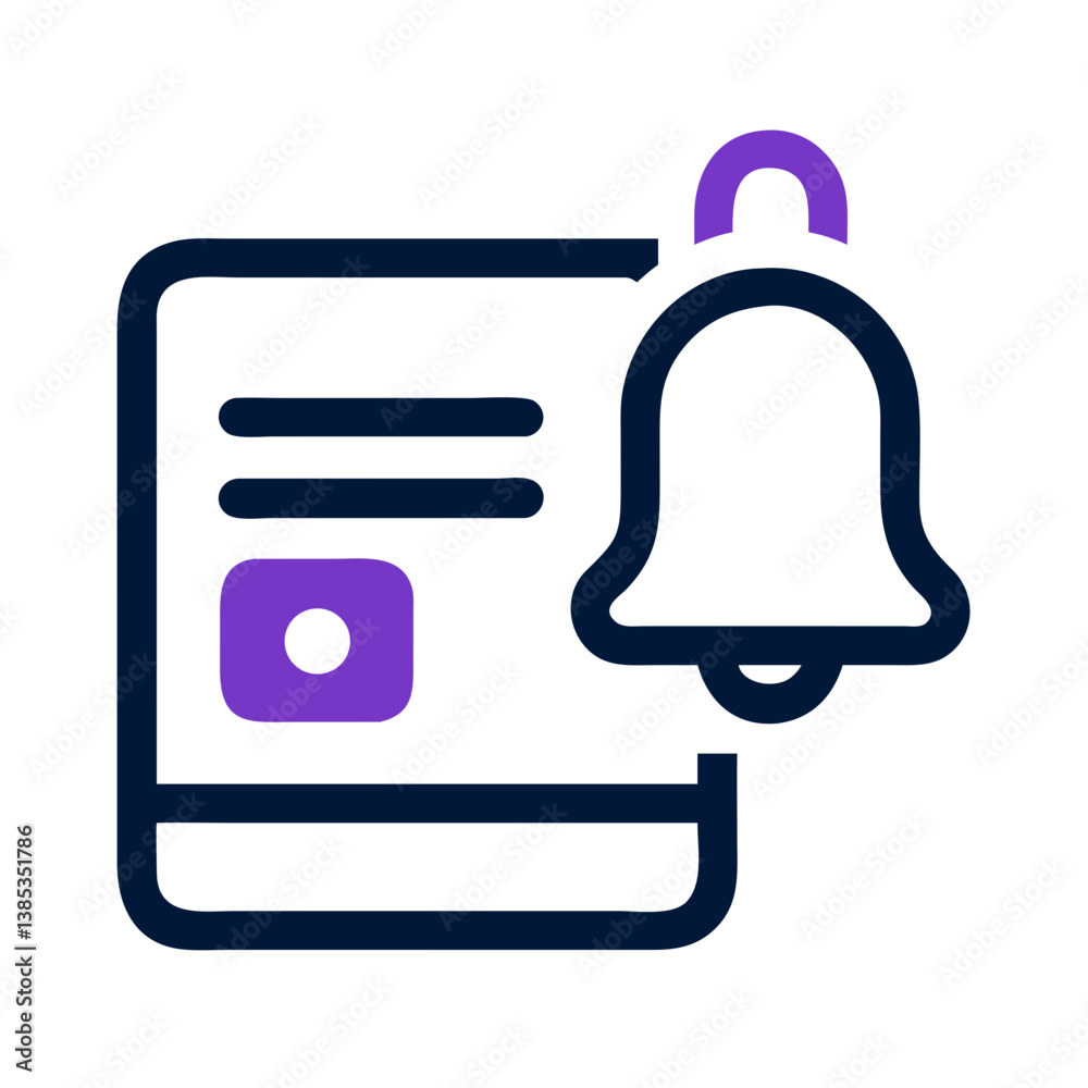 Notification alert icon with document and bell Notification alert icon with document and bell