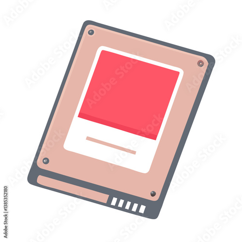 Red identification card in isometric style