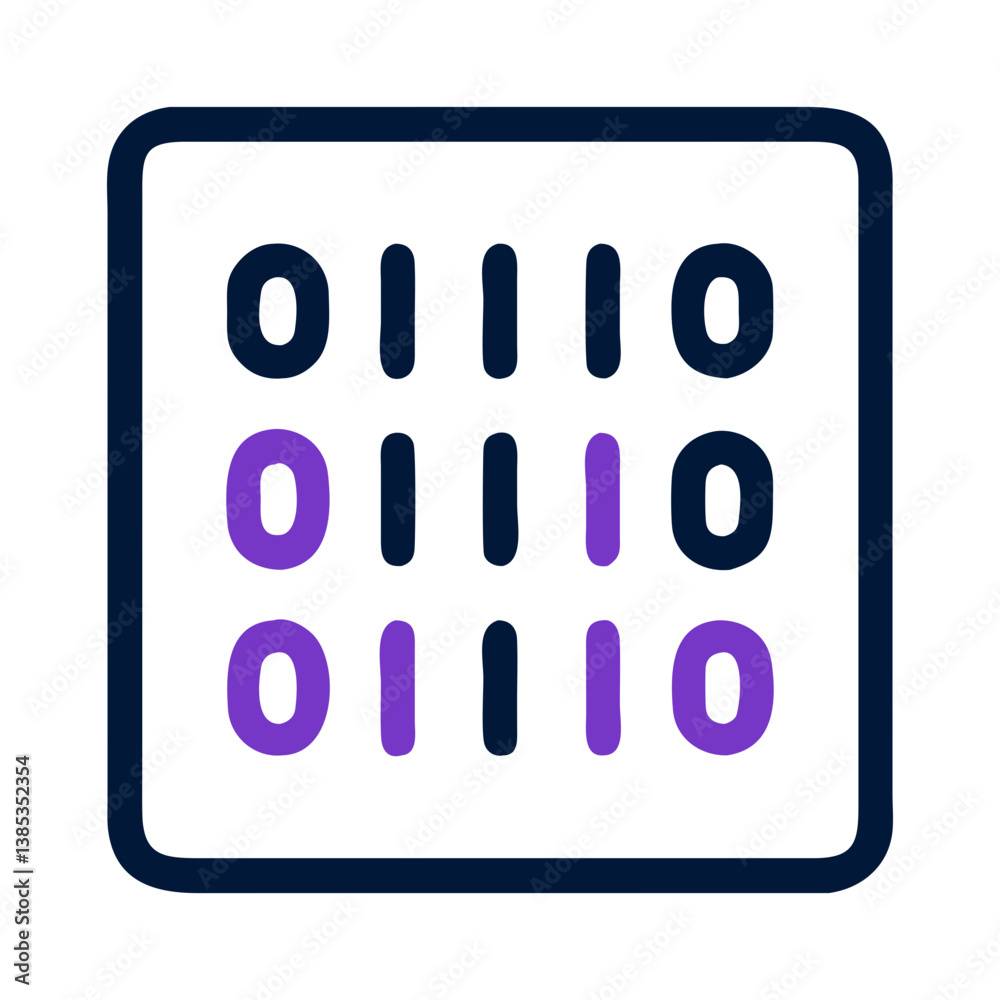 Binary code symbol with 1s and 0s flat tech icon Binary code symbol with 1s and 0s flat tech icon