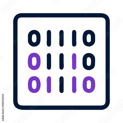 Binary code symbol with 1s and 0s flat tech icon