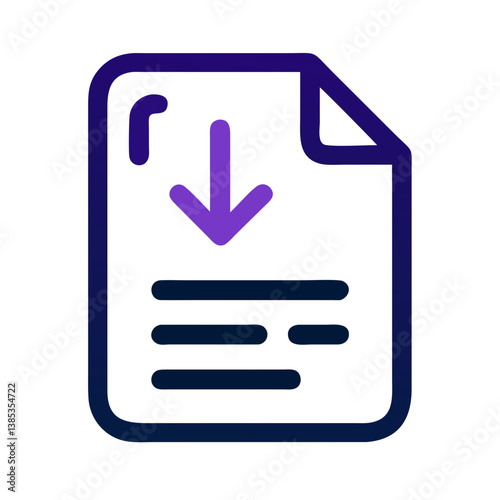 Download document icon with downward arrow flat style