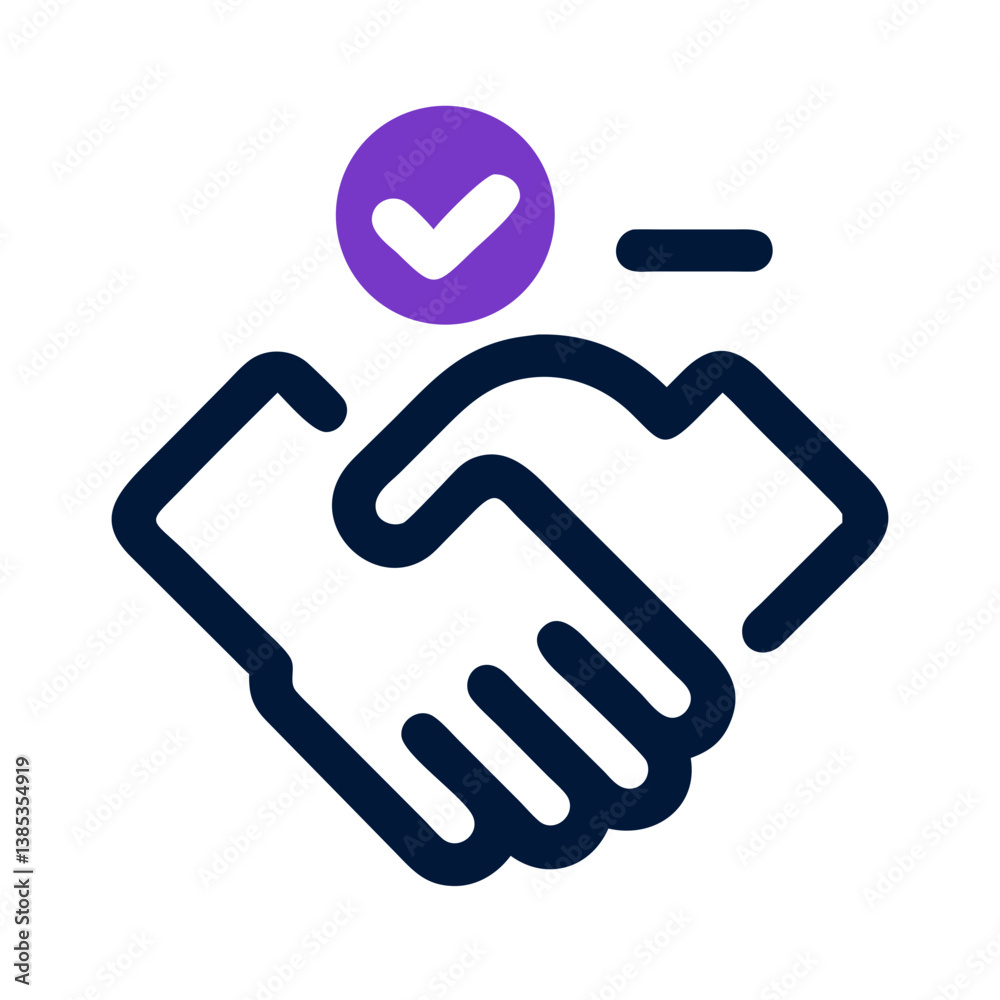 Handshake with check mark flat business agreement icon Handshake with check mark flat business agreement icon