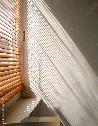 White Background with Subtle Window Blind Shadows – Soft Natural Lighting, Minimal Lifestyle Aesthetic