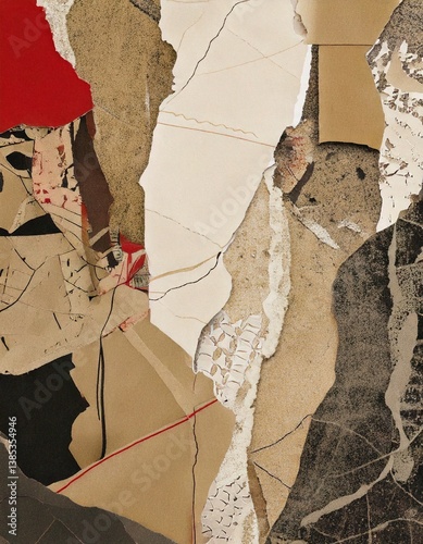 Editorial Collage Background – Torn Paper Edges and Beige Texture, Contemporary Artistic Layout