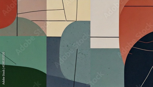 Muted Color Blocks Background – Geometric Layout for Magazine or Social Media Template