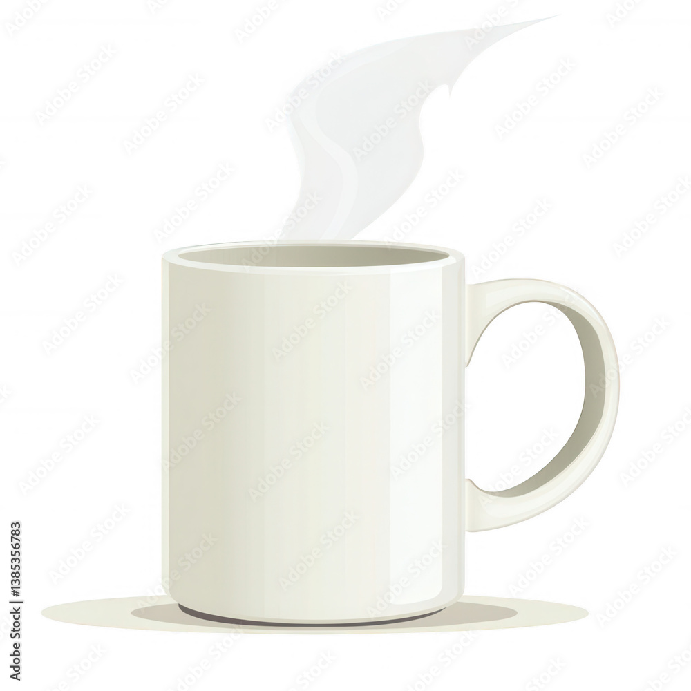 Obraz premium A steaming cup of coffee sits elegantly against a white background, inviting warmth and comfort. Perfect for morning routines or cozy moments, highlighting a simple pleasure.