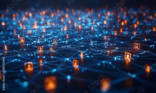 Animated Infinite Zoom Out Virtual Background with Social Networks Connected Together Online. Internet of Things Concept with Videos, Avatars, Media Profiles Flowing in Technology, Generative AI