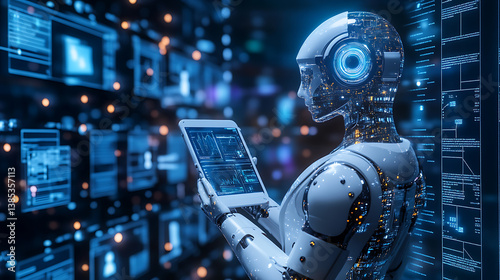 An AI powered system automating content moderation in online forums by analyzing real time posts and user interactions, futuristic AI-driven content platform, Social technology style