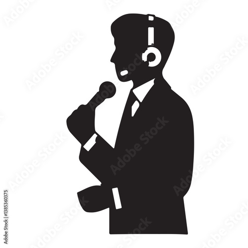 black silhouette of a Translator with thick outline side view isolated vector 10 eps
