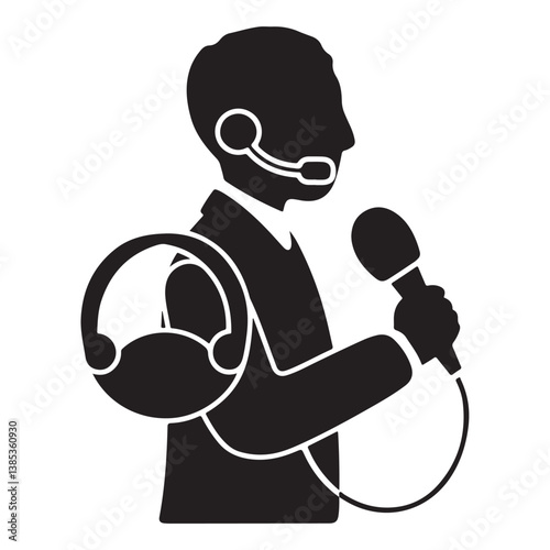black silhouette of a Translator with thick outline side view isolated vector 10 eps