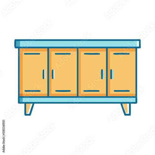 Four door cabinet furniture storage unit vector illustration for home decor and interior design ideas
