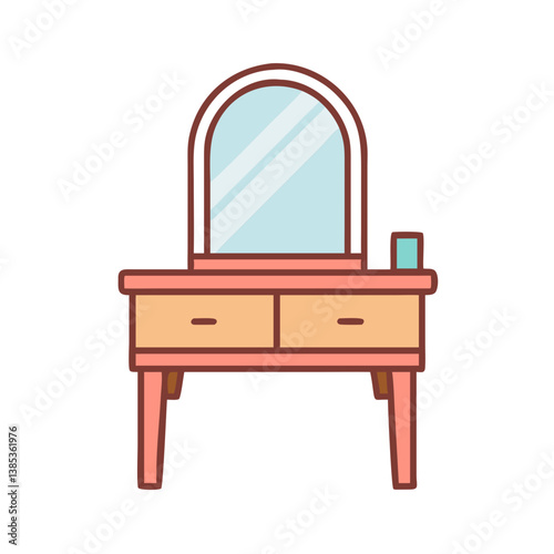 Illustration of a vanity table with mirror for bedroom decor and furniture design and home interior ideas