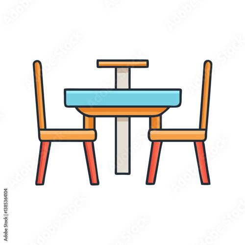 Dining table and chairs furniture set vector illustration for home interior design decor ideas