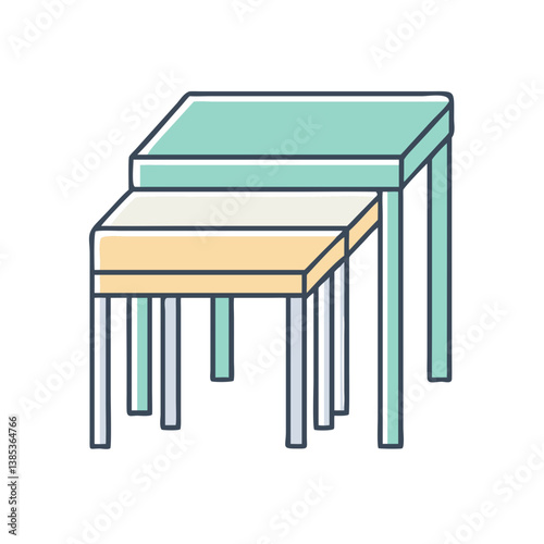 Illustration of nesting tables furniture set for living room and modern home decor interior design ideas