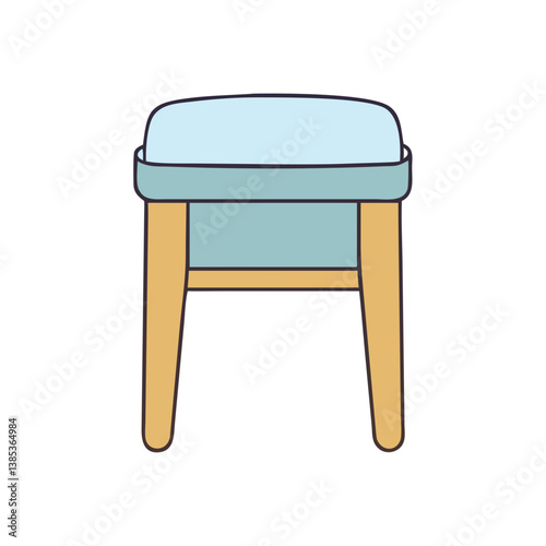 Illustration of a blue cushioned stool furniture seating for home decor and interior design ideas