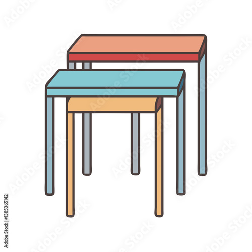 Colorful nesting tables set vector illustration for home decor and furniture design projects and interior design 100