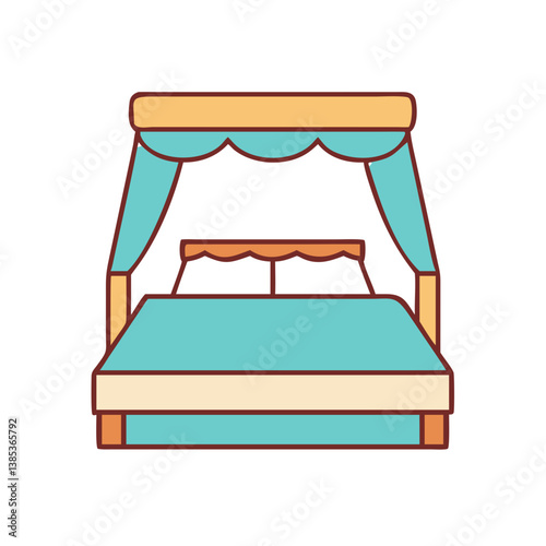 Illustration of a luxurious canopy bed for bedroom interior design and furniture inspiration ideas concept