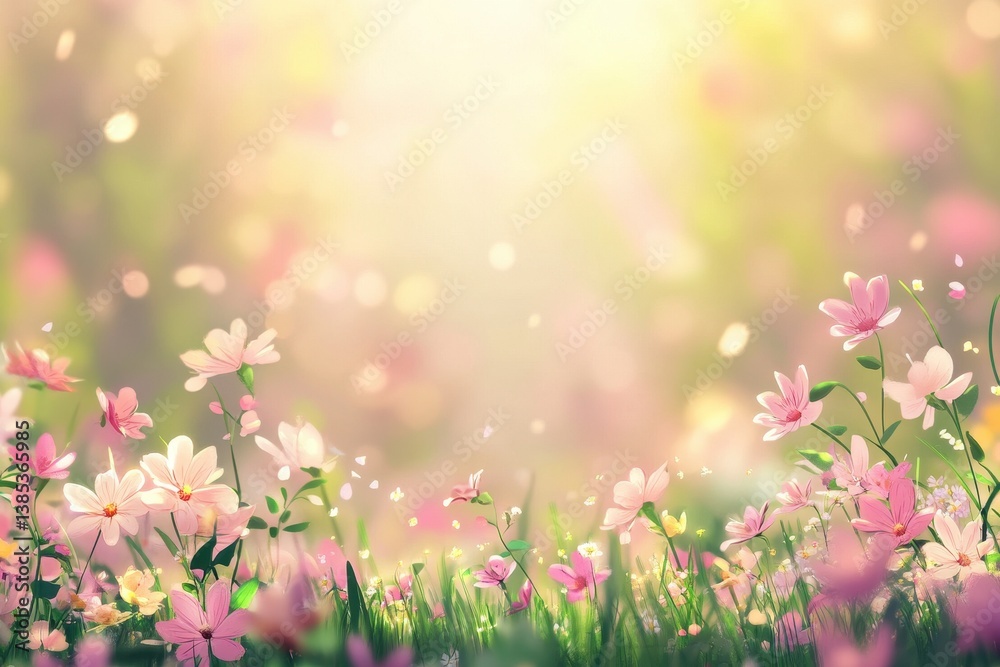 Fototapeta premium A beautiful and serene field of blossoming flowers in springtime